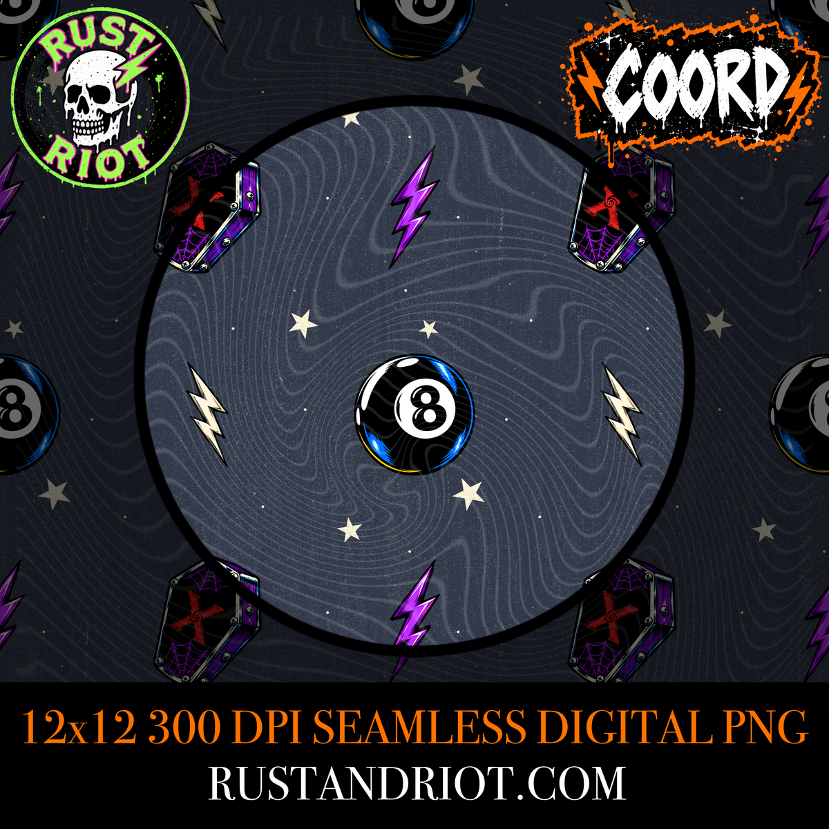 Electric Devil Seamless Pattern | Rock & Roll Horror | PNG Digital Download