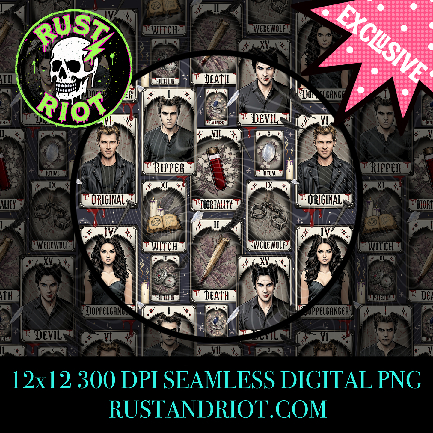 Bloodline Arcana Everything Bundle | Neo Trad Vampire Tarot Collection | PNG Digital Download