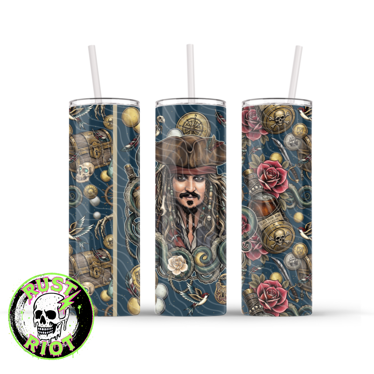 Dead Man’s Gold Part II | Pirate Tattoo Style Graphic | 20oz Skinny Tumbler Wrap PNG Digital Download