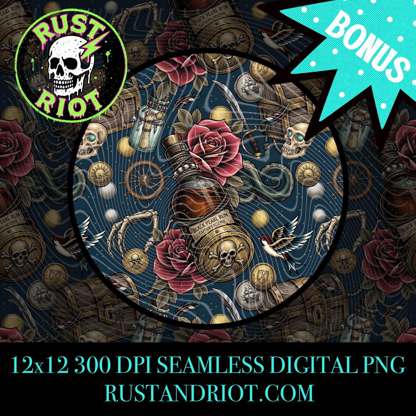 Dead Man’s Gold Part II - Mini Bundle | Tattoo Style Pirate Graphic Set | PNG Digital Download