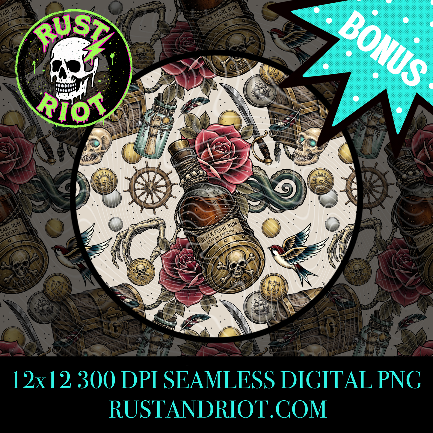 Dead Man’s Gold Part II - Mini Bundle | Tattoo Style Pirate Graphic Set | PNG Digital Download