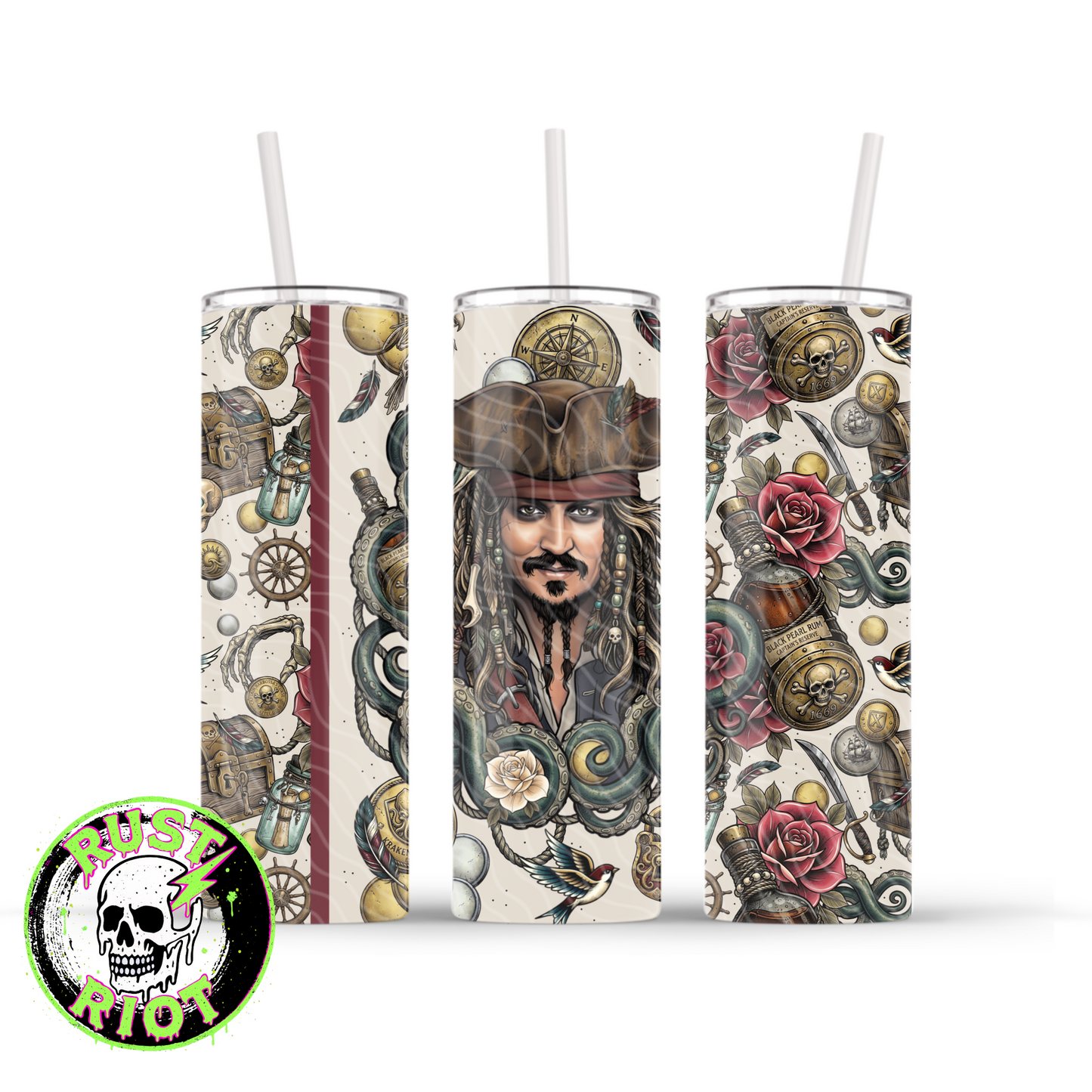 Dead Man’s Gold Part II | Pirate Tattoo Style Graphic | 20oz Skinny Tumbler Wrap PNG Digital Download