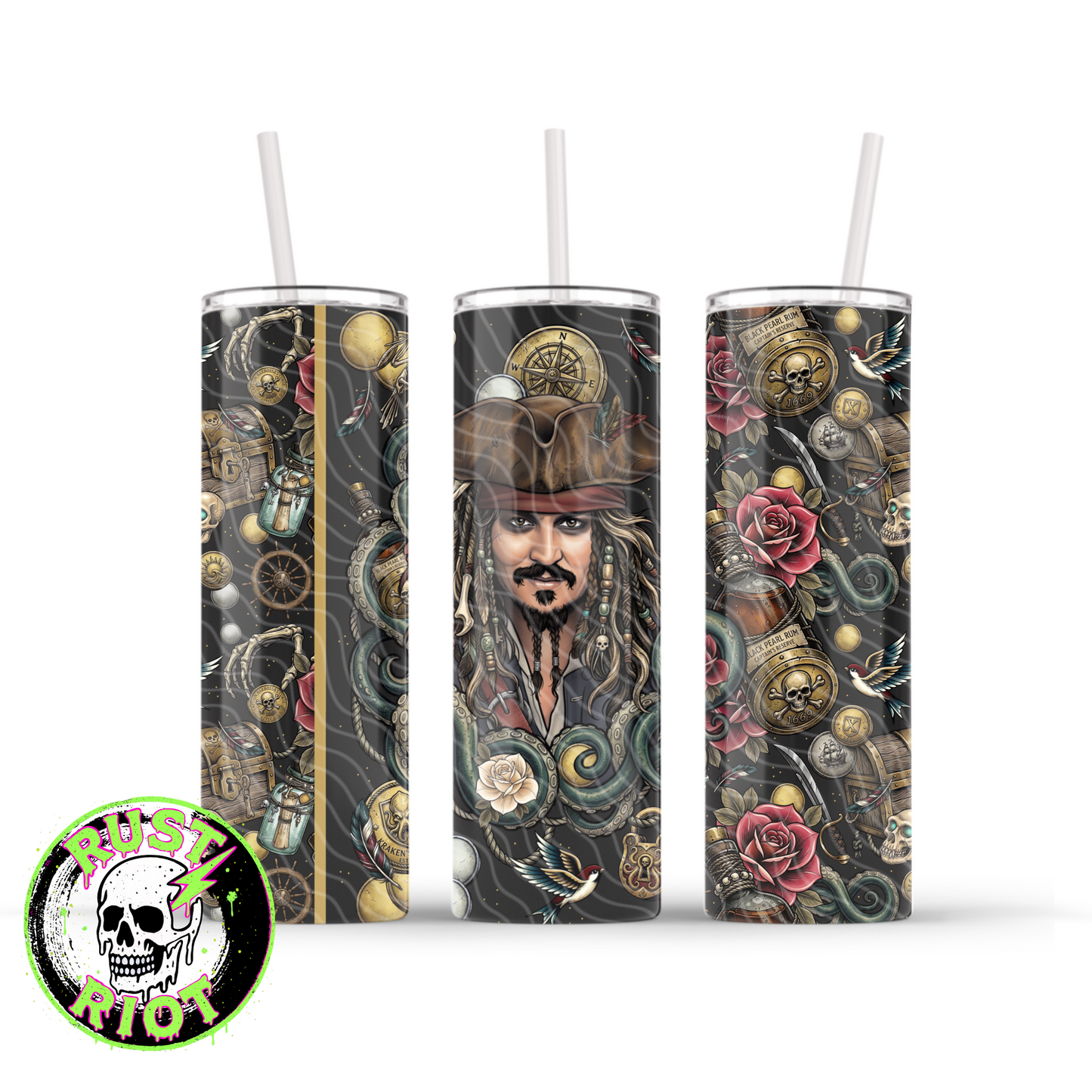 Dead Man’s Gold Part II | Pirate Tattoo Style Graphic | 20oz Skinny Tumbler Wrap PNG Digital Download