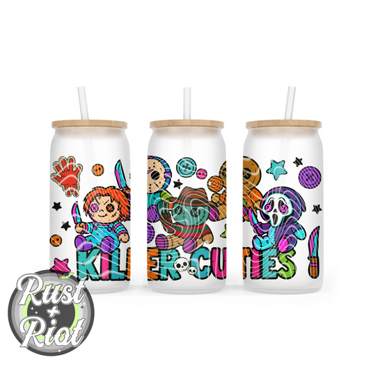 Killer Cuties 16oz Glass Can Wrap Digital Download - Creepy Cute Horror PNG for Sublimation and UVDTF