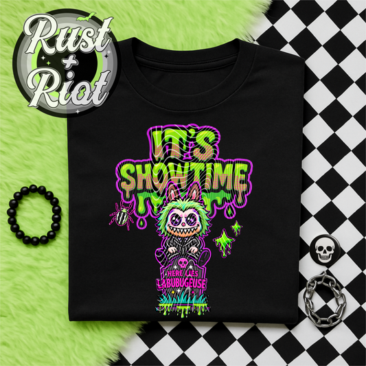 It’s Showtime PNG- Neon Horror Graphic for Sublimation, DTF, and Crafts