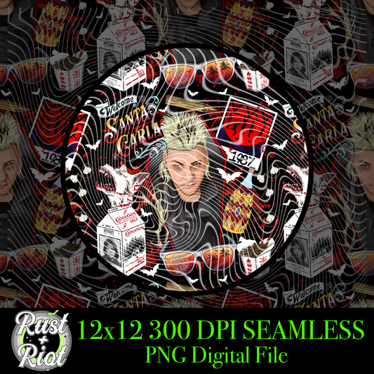 All the Damn Vampires Seamless PNG, 1980s Cult Classic Horror Movie Digital Graphic Image for Sublimation, DTF, UVDTF, DTG and Fabric Printing