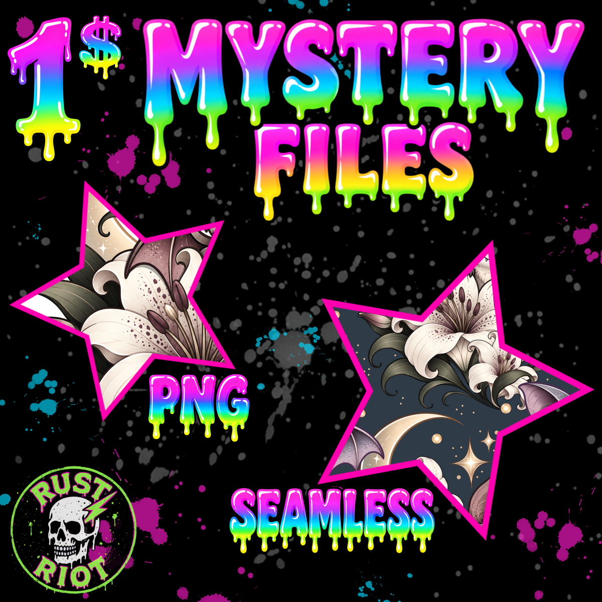 MYSTERY FILES #13 |Tee Graphic OR Seamless Pattern | PNG Digital Download
