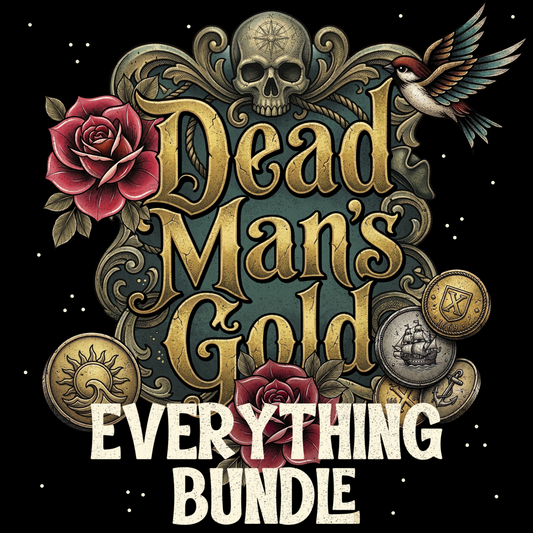 Dead Man’s Gold Everything Bundle | Tattoo Style Pirate Graphic Set | PNG Digital Download