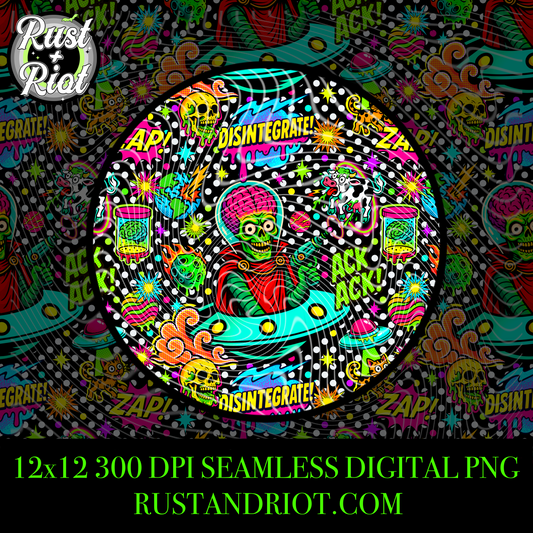 Earth Must Die – Retro Sci-Fi Seamless Pattern PNG