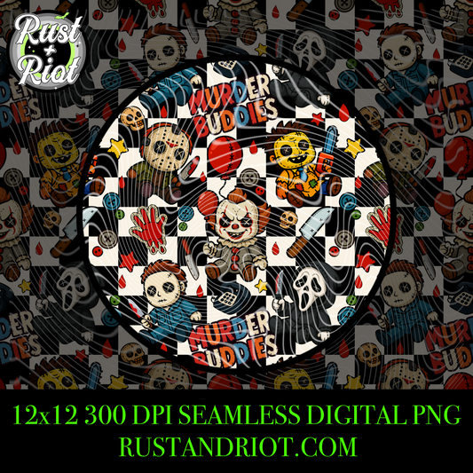 Murder Buddies – Creepy Cute Horror Seamless Pattern