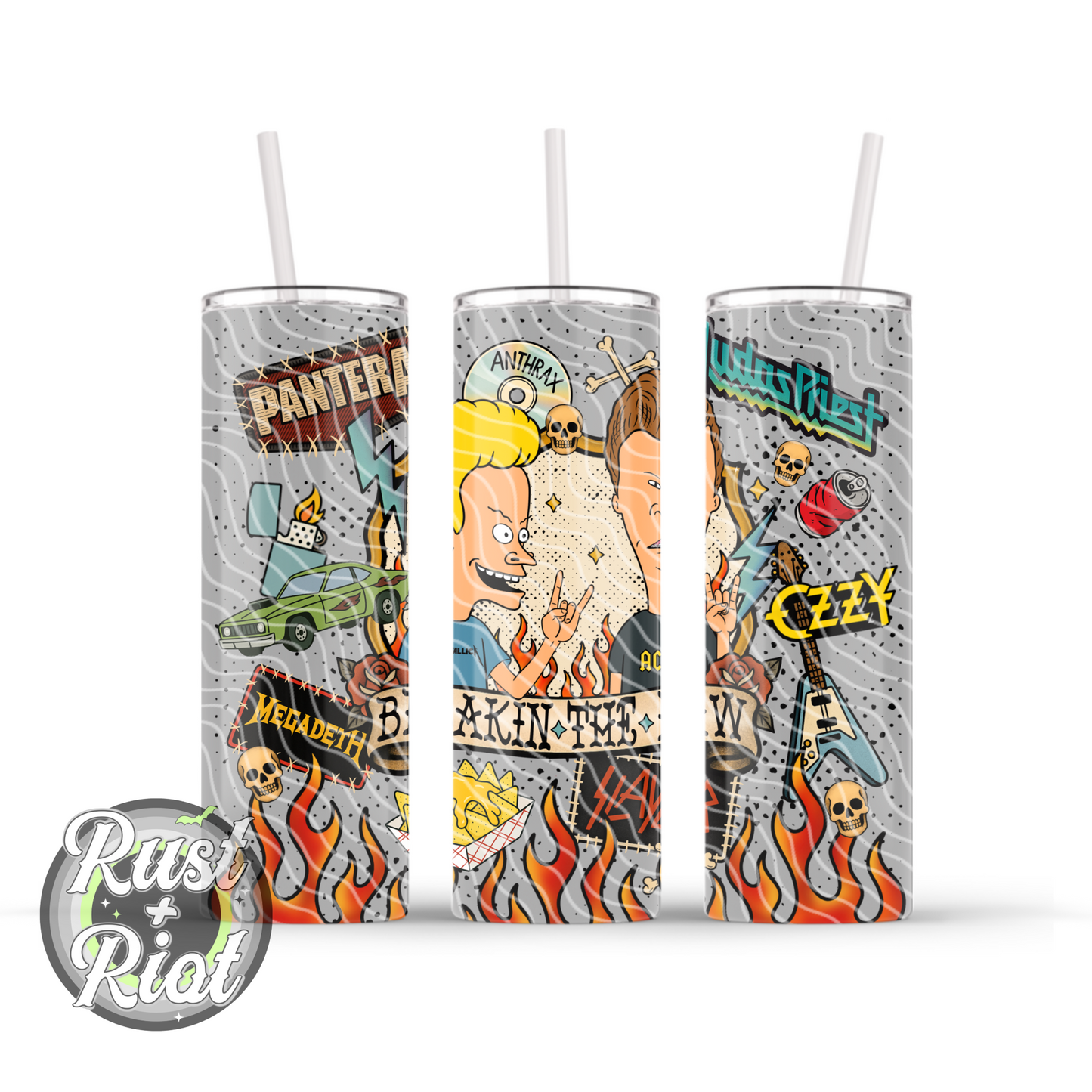 Breakin’ the Law Tumbler Wrap – Tattoo-Style Cartoon Duo PNG (20oz Skinny)