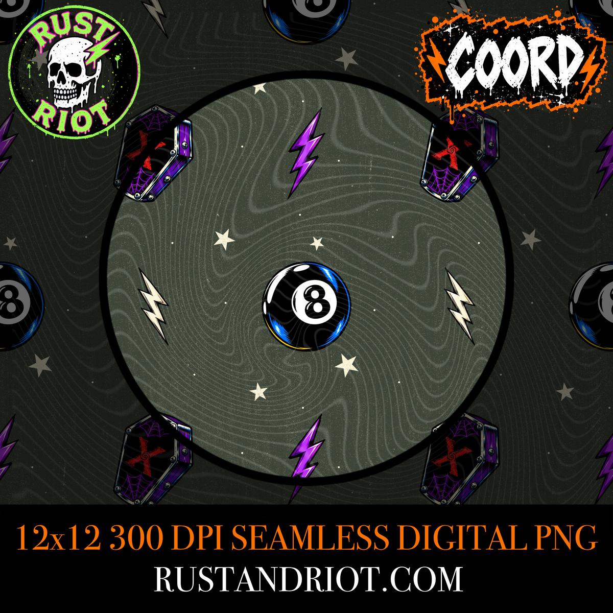 Electric Devil Seamless Pattern | Rock & Roll Horror | PNG Digital Download