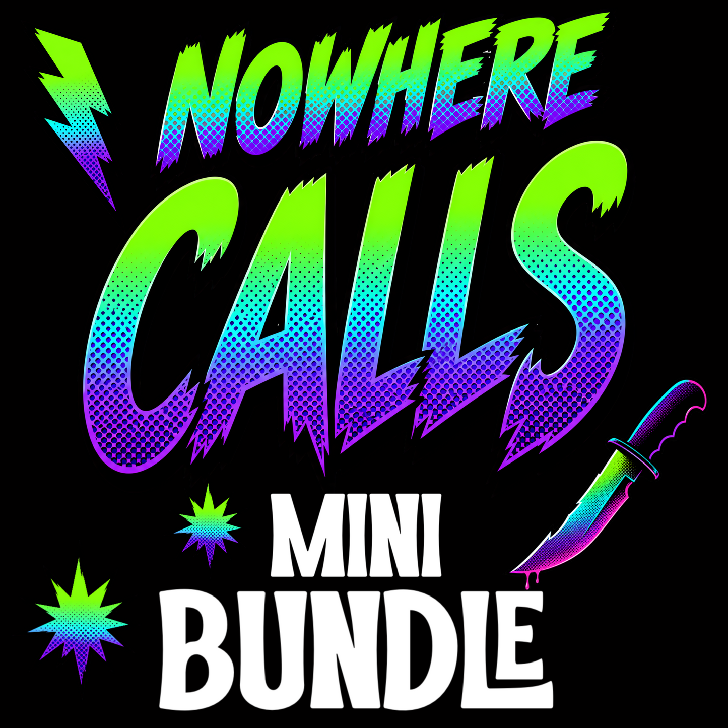 Nowhere Calls | Neon Comic Horror Graphic Set | PNG Digital Download