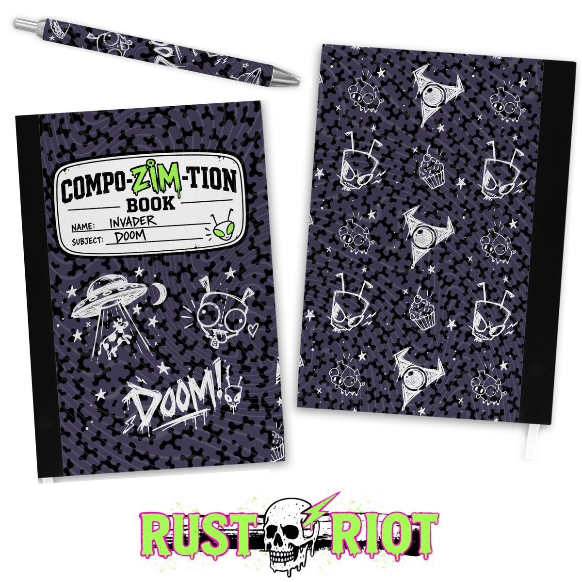 Compo-ZIM-tion Book | Alien Doodle Notebook & Pen Wrap Set | PNG Digital Download