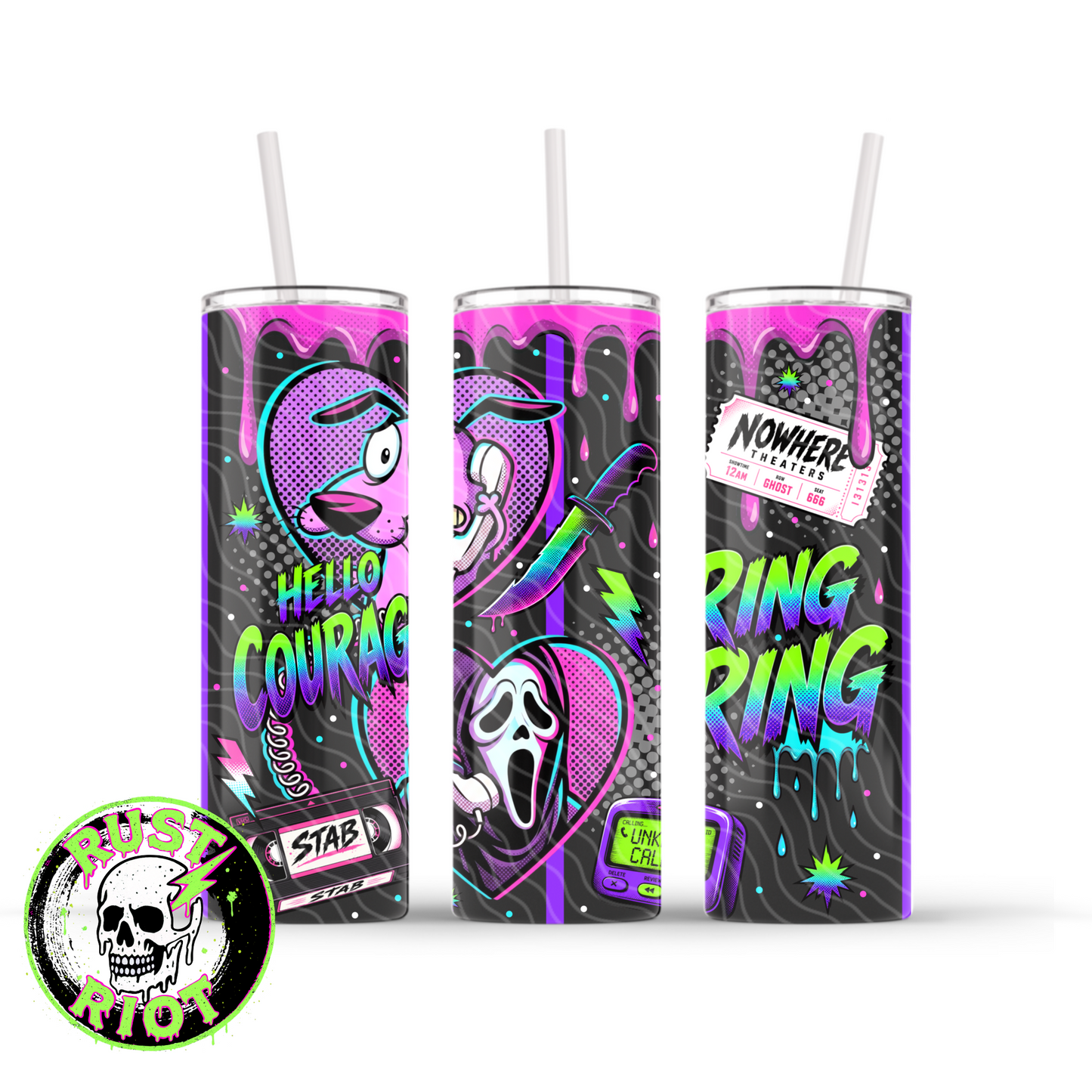 Nowhere Calls | Neon Comic Horror Graphic Set | PNG Digital Download
