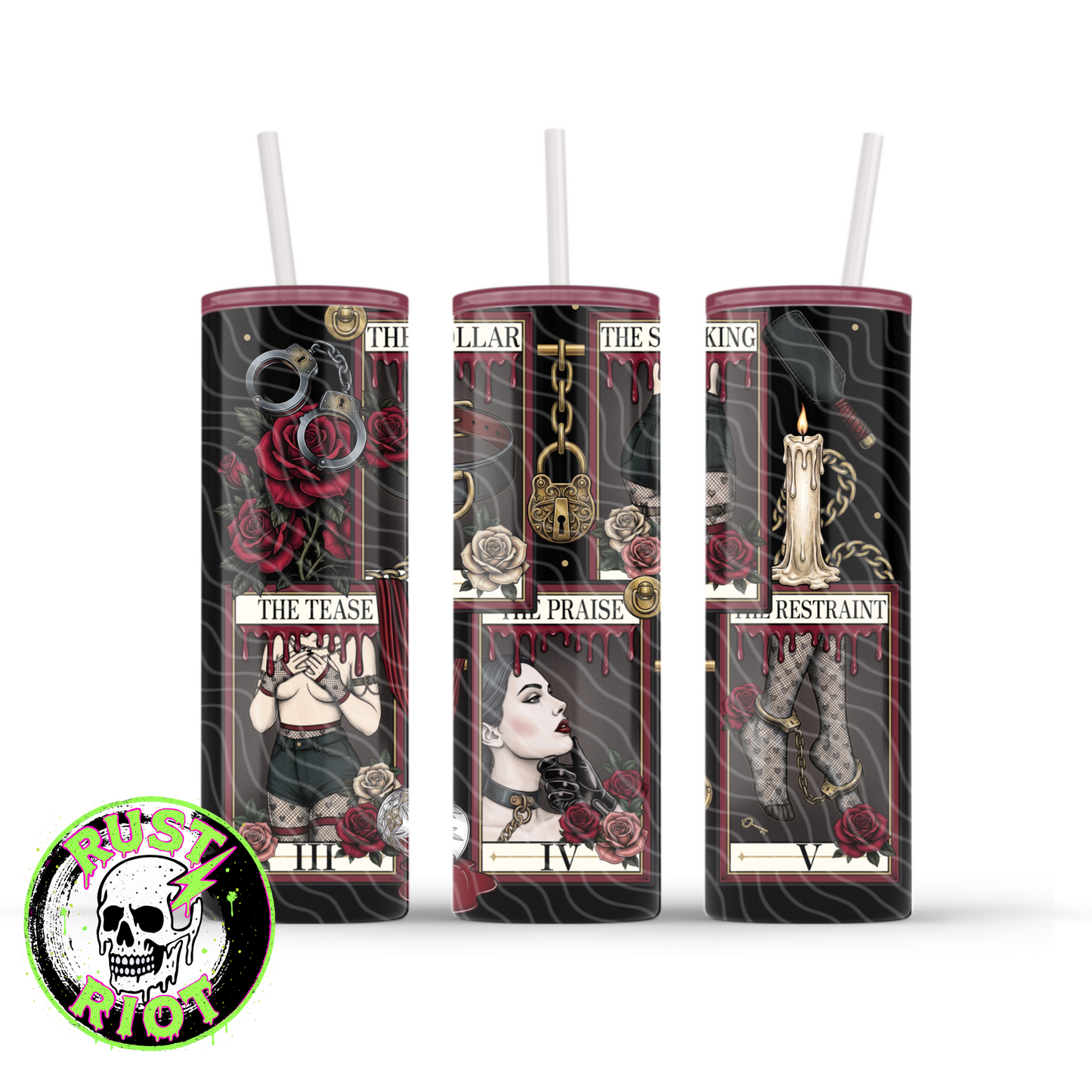 Obey Arcana | Dark Romance Tarot Graphic | 20oz Skinny Tumbler Wrap PNG Digital Download