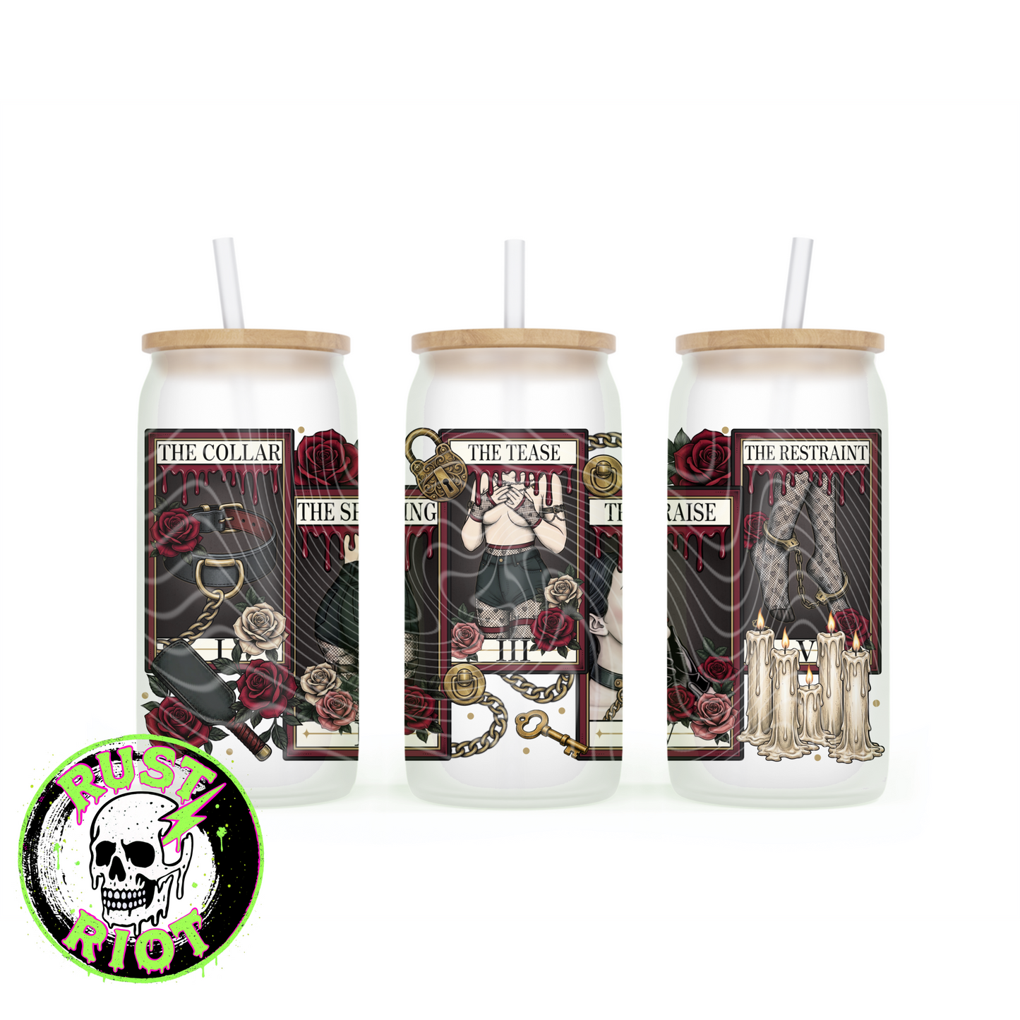 Obey Arcana | Dark Romance Tarot Graphic | 16oz Glass Can Wrap PNG Digital Download