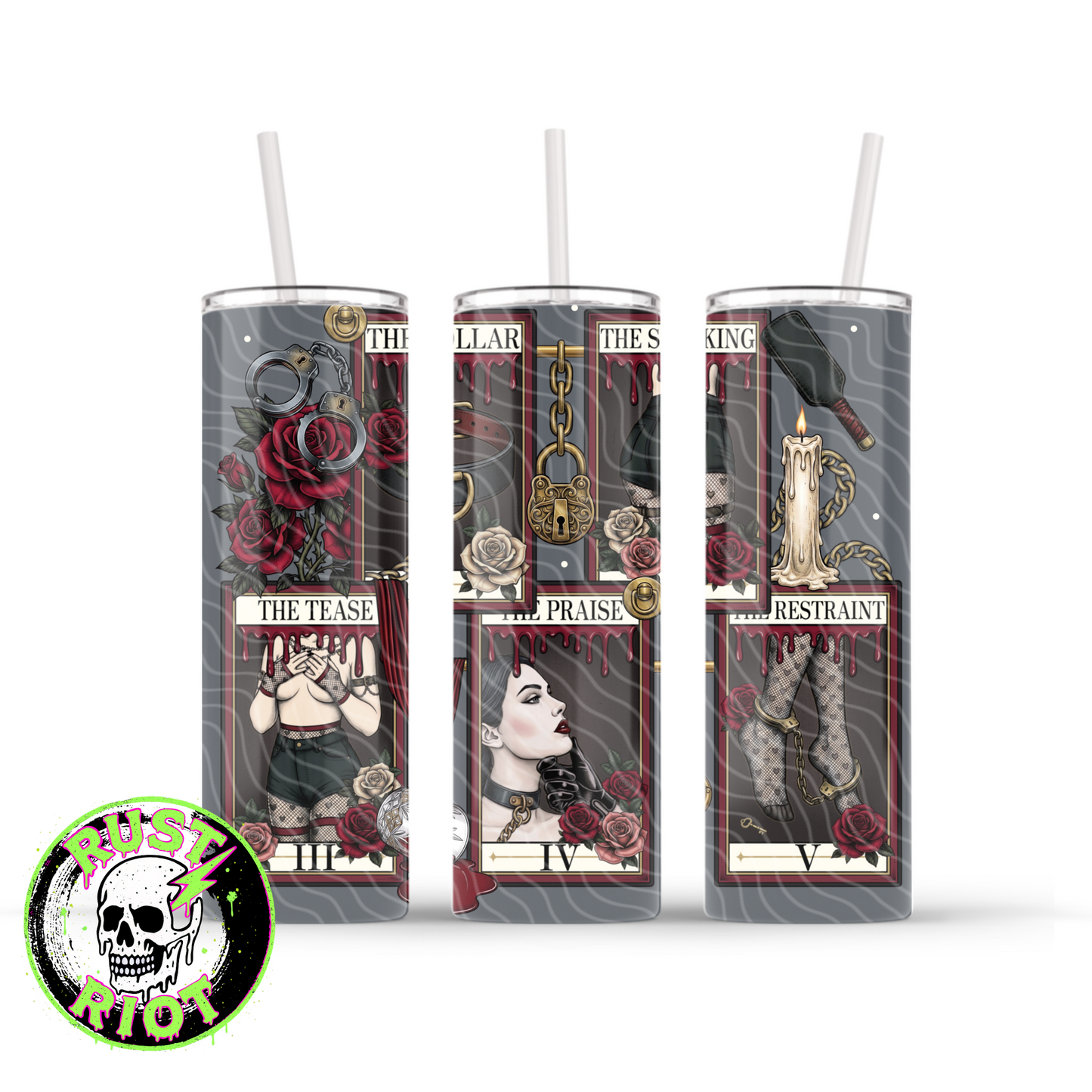 Obey Arcana | Dark Romance Tarot Graphic | 20oz Skinny Tumbler Wrap PNG Digital Download