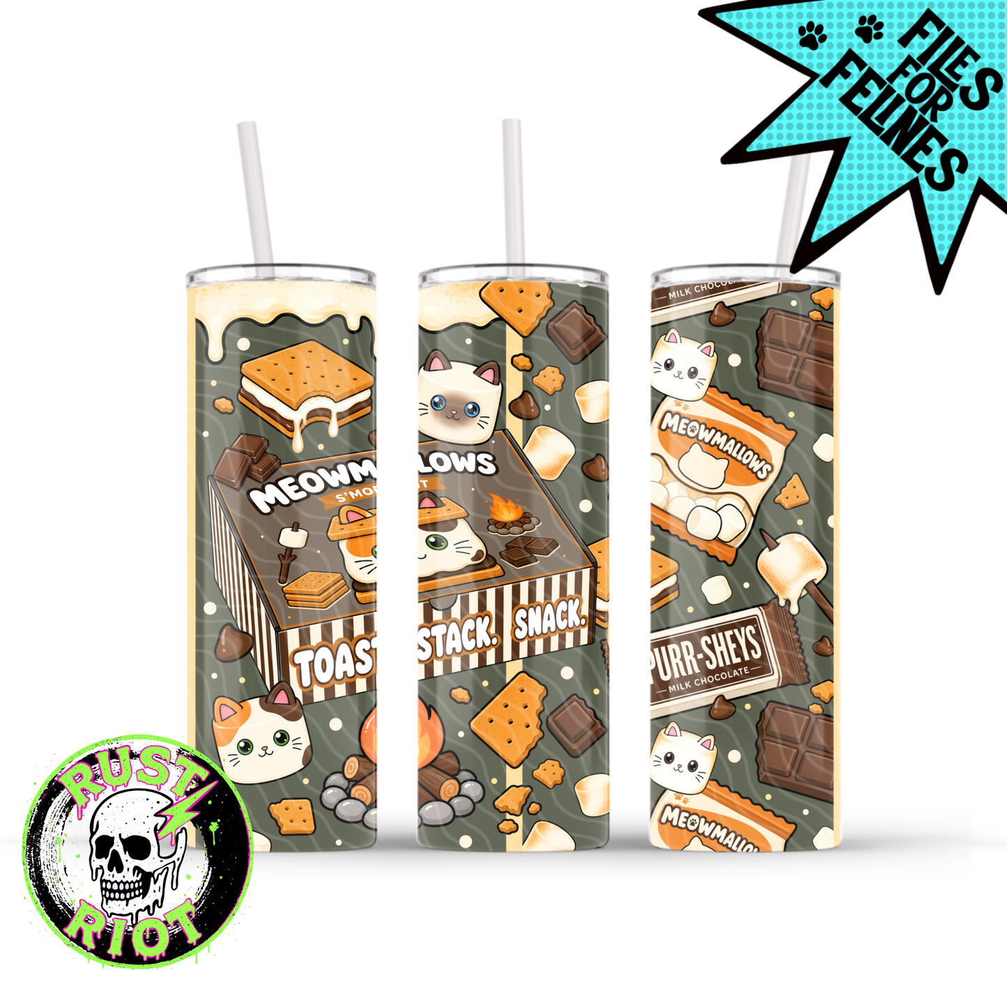 Meowmallow S’mores | Kitty Campfire Collection | PNG Digital Download