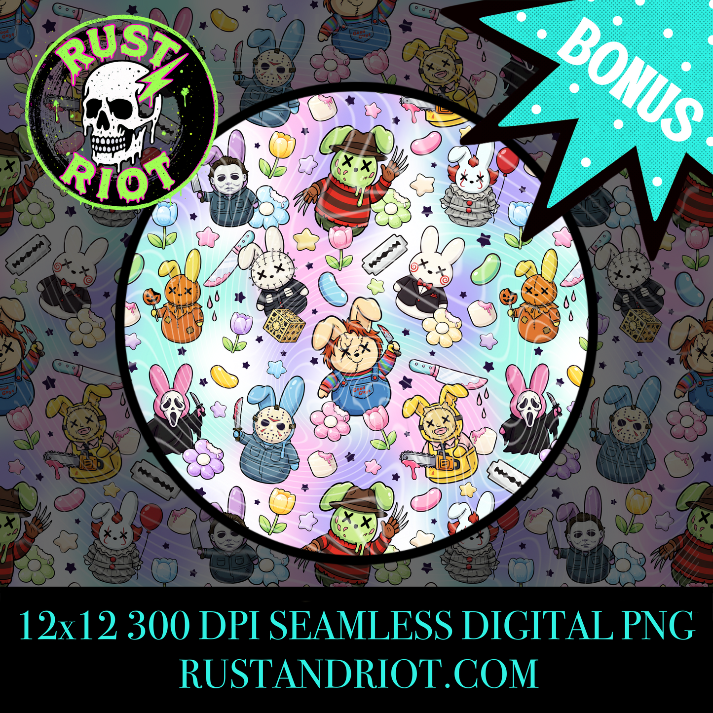 Slashy Easter Everything Bundle | Pastel Horror Graphic Set | PNG Digital Download