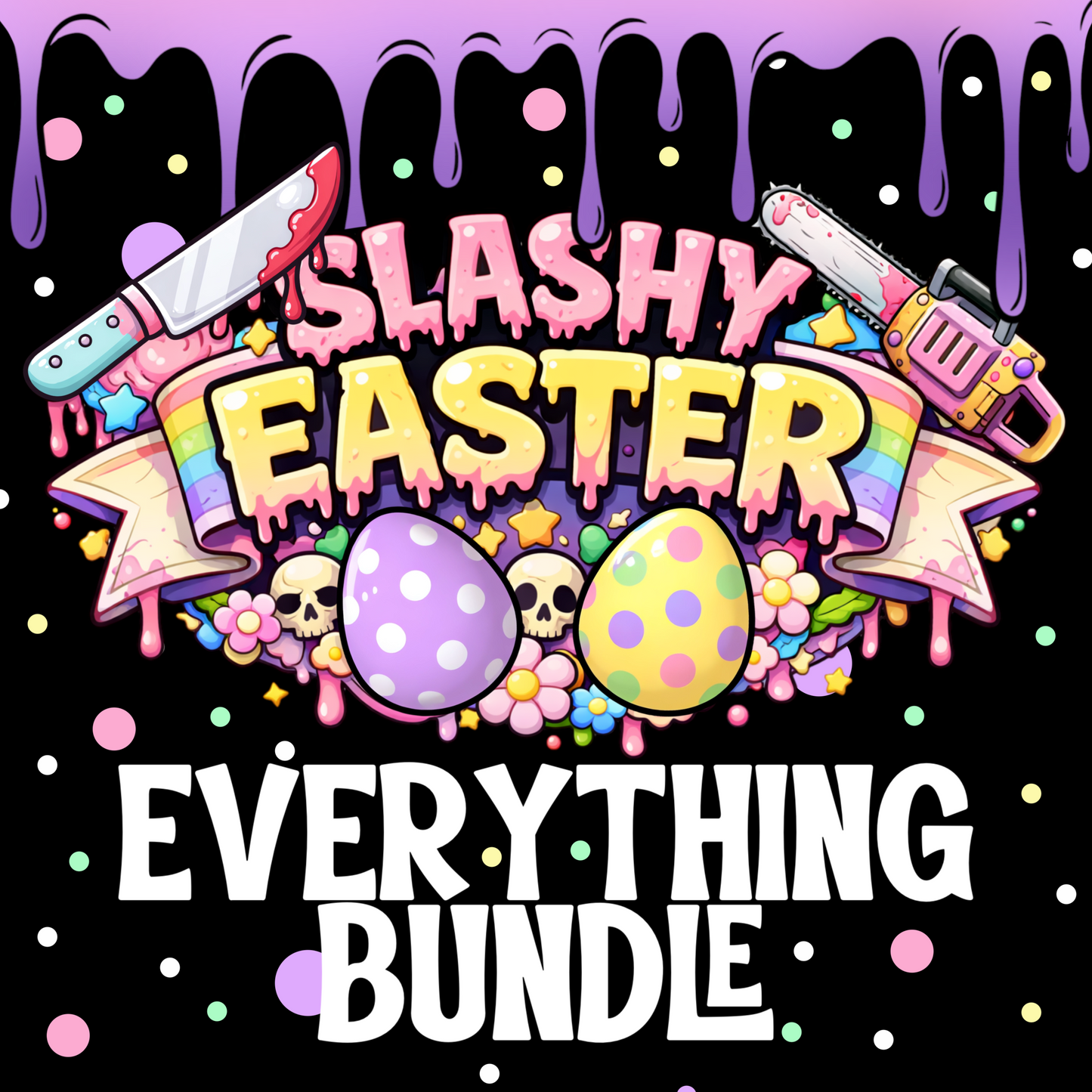 Slashy Easter Everything Bundle | Pastel Horror Graphic Set | PNG Digital Download
