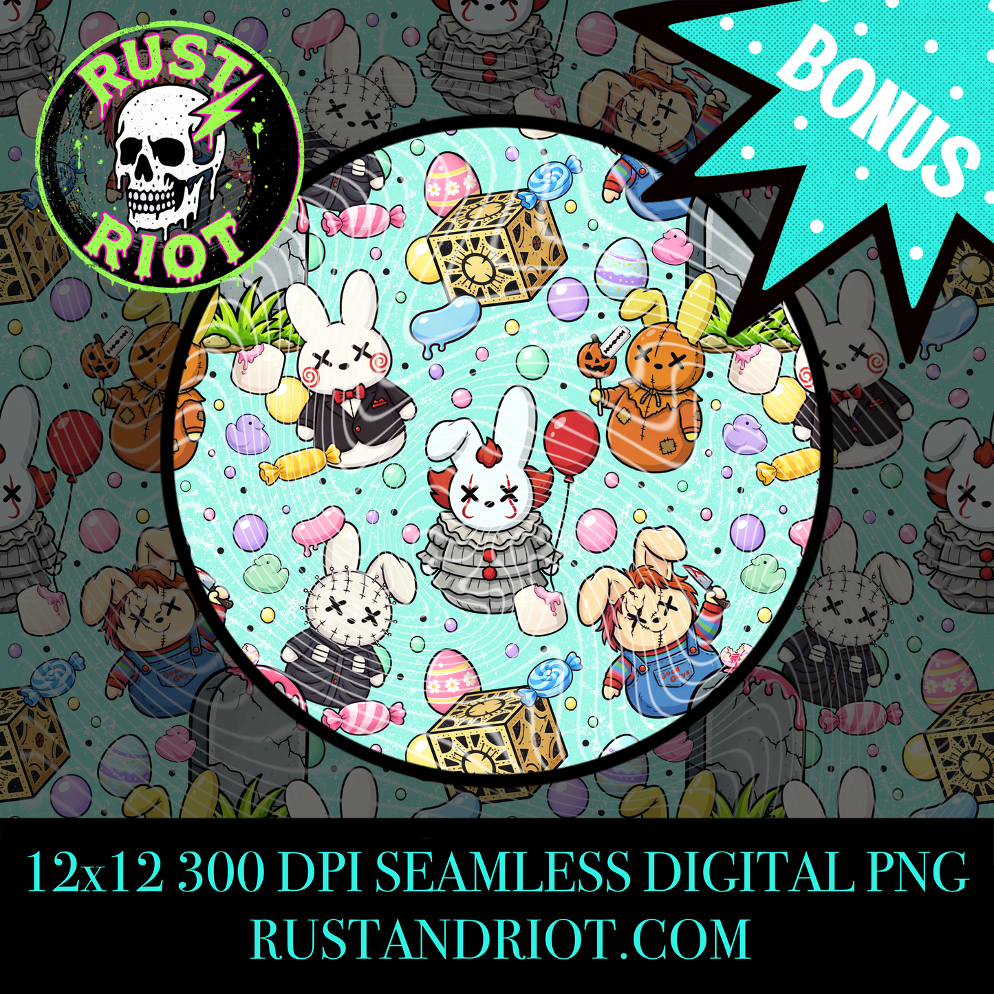 Slashy Easter Everything Bundle | Pastel Horror Graphic Set | PNG Digital Download