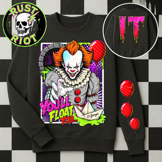 Derry After Dark Tee Graphic | Neon Comic Horror | PNG Digital Download
