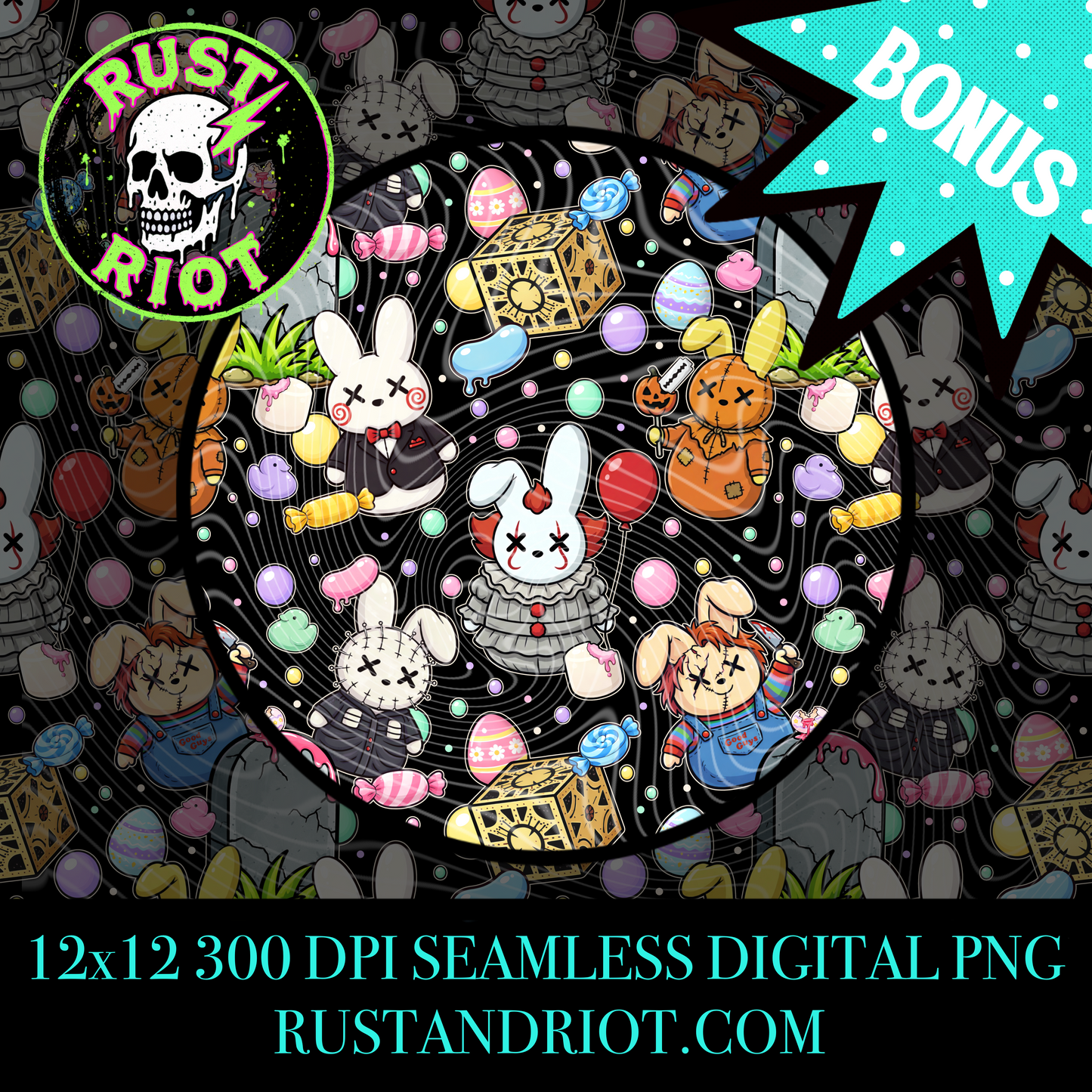 Slashy Easter Everything Bundle | Pastel Horror Graphic Set | PNG Digital Download