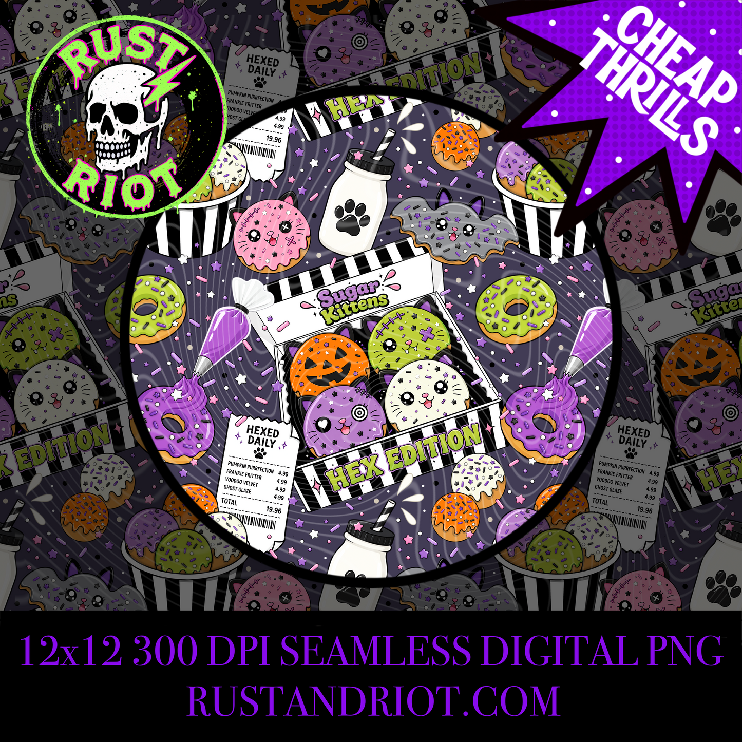 Sugar Kittens Hex Edition | Halloween Cat Donut Collection | PNG Digital Download