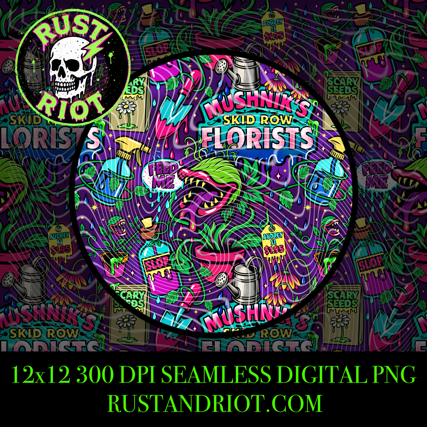 Skid Row Grow | Retro Horror Botanical Everything Bundle | PNG Digital Download