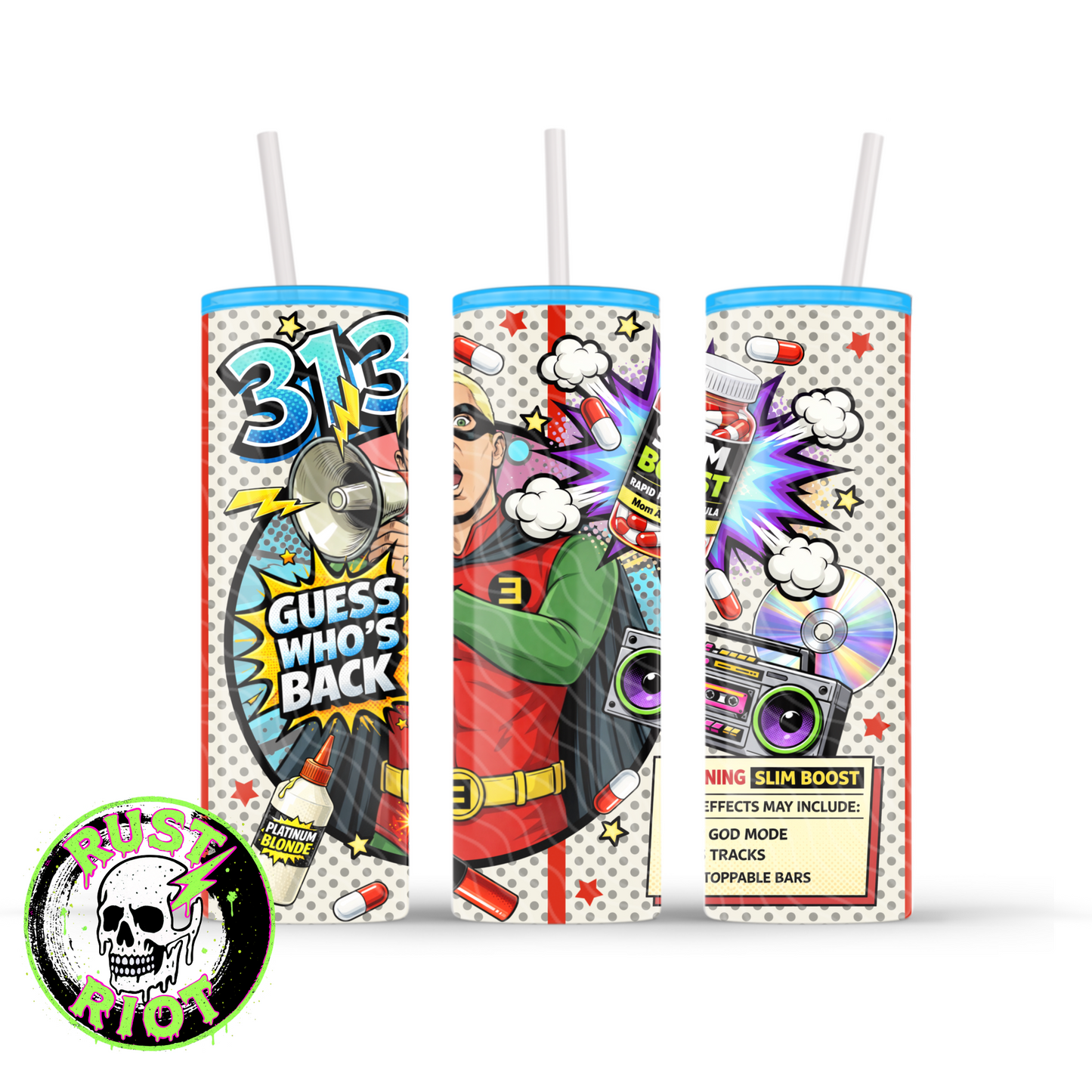 Detroit’s Most Wanted - Side B (Rap Vigilante) | Bold Comic Graphic | 20oz Skinny Tumbler Wrap PNG Digital Download
