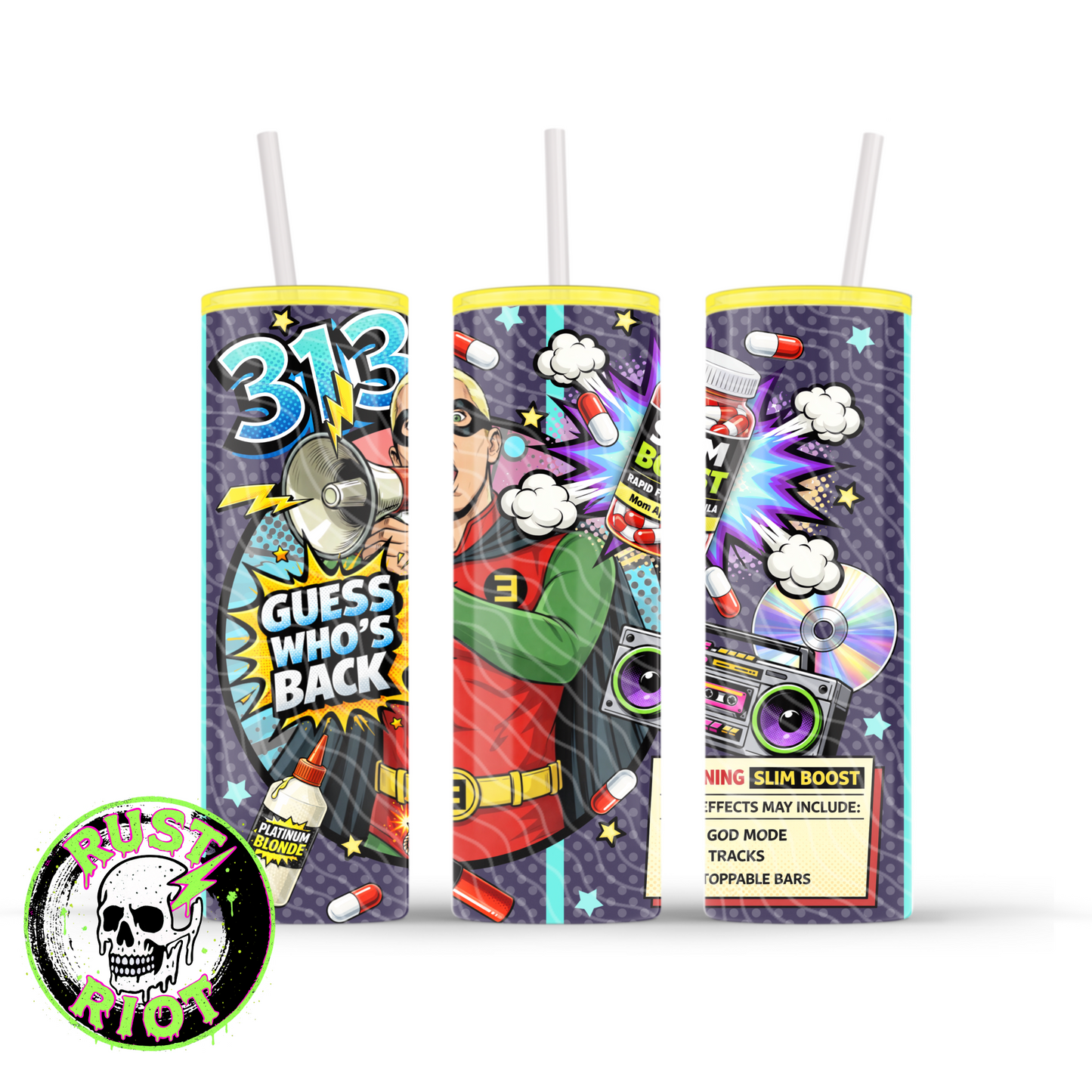 Detroit’s Most Wanted - Side B (Rap Vigilante) | Bold Comic Graphic | 20oz Skinny Tumbler Wrap PNG Digital Download