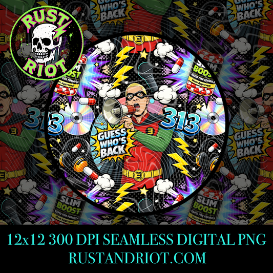 Detroit’s Most Wanted - Side B (Rap Vigilante) Seamless Pattern | Bold Comic Repeat | PNG Digital Download