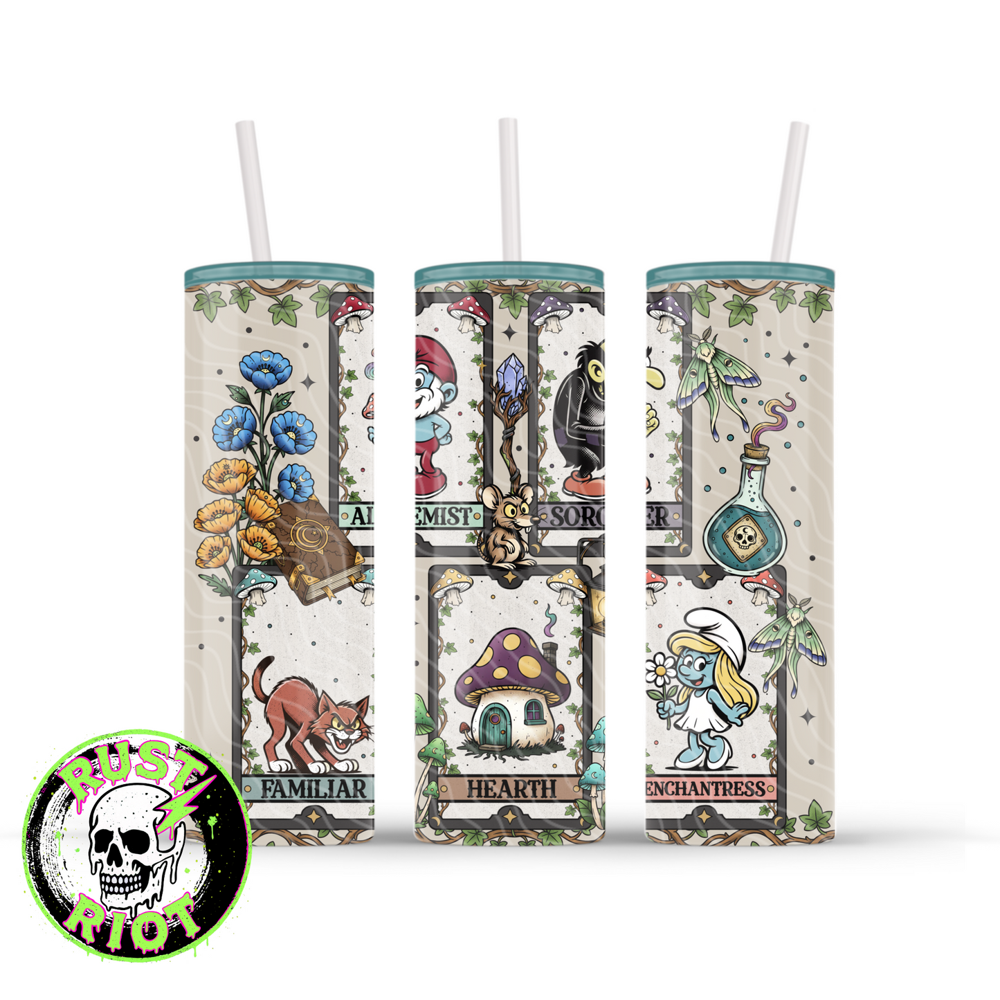 Woodland Tarot | Whimsical Forest Mystic | 20oz Skinny Tumbler Wrap PNG Digital Download