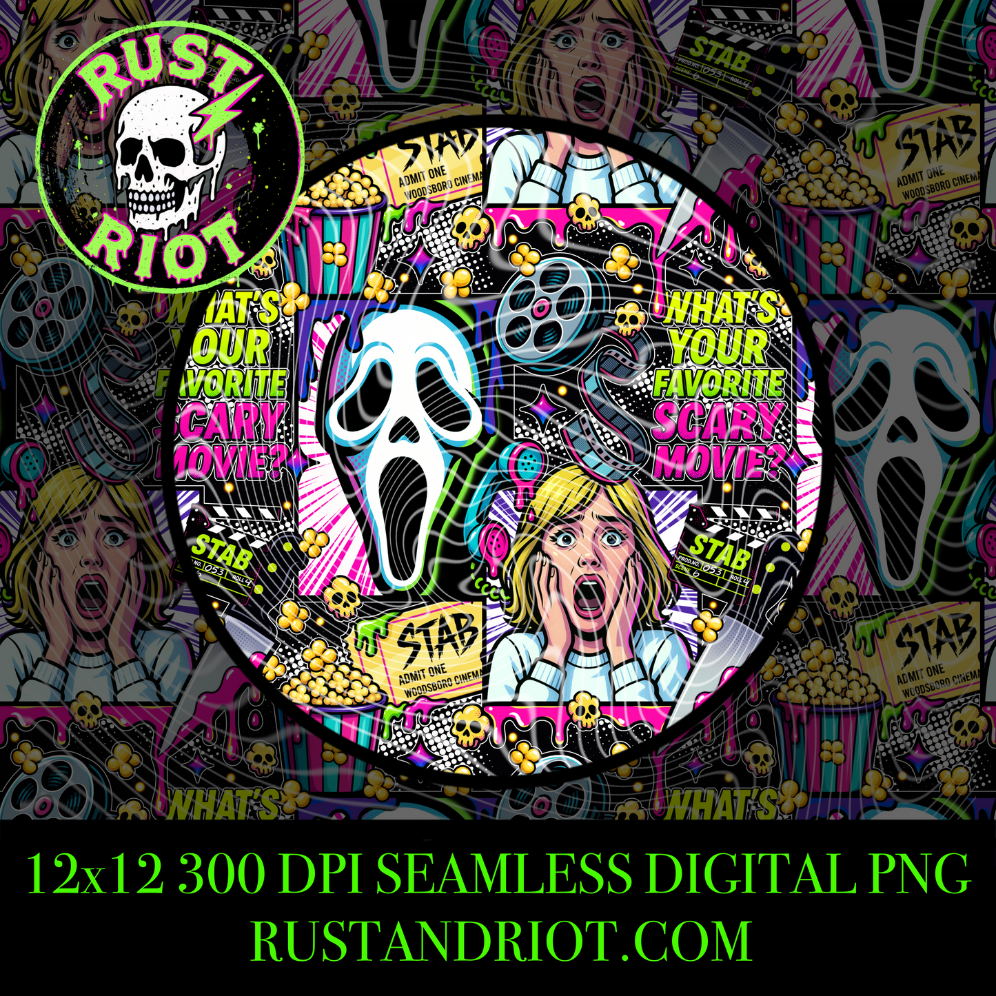 Now Screaming Seamless Pattern | Horror Comic Design | Digital Download PNG for Sublimation & Fabric Printing