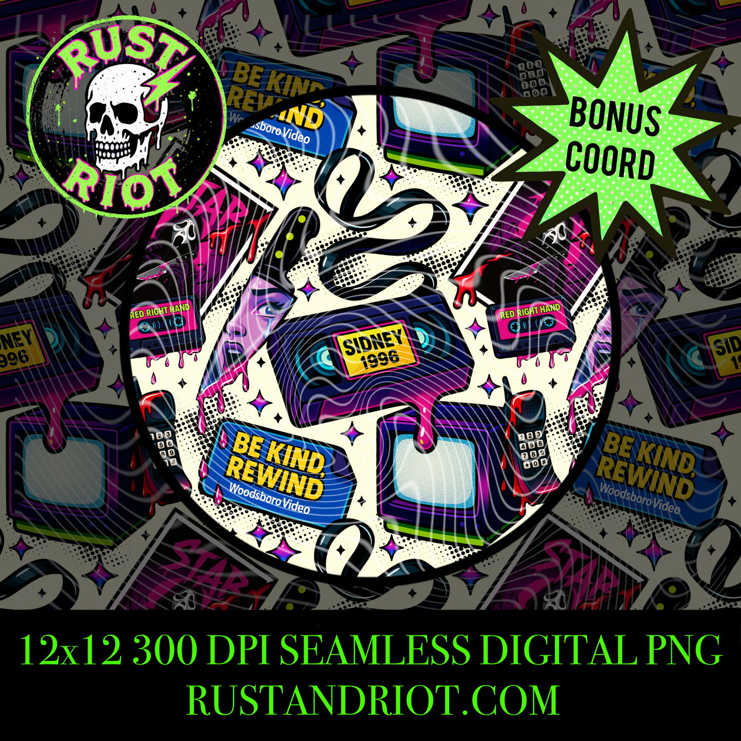 Now Screaming Seamless Pattern | Horror Comic Design | Digital Download PNG for Sublimation & Fabric Printing