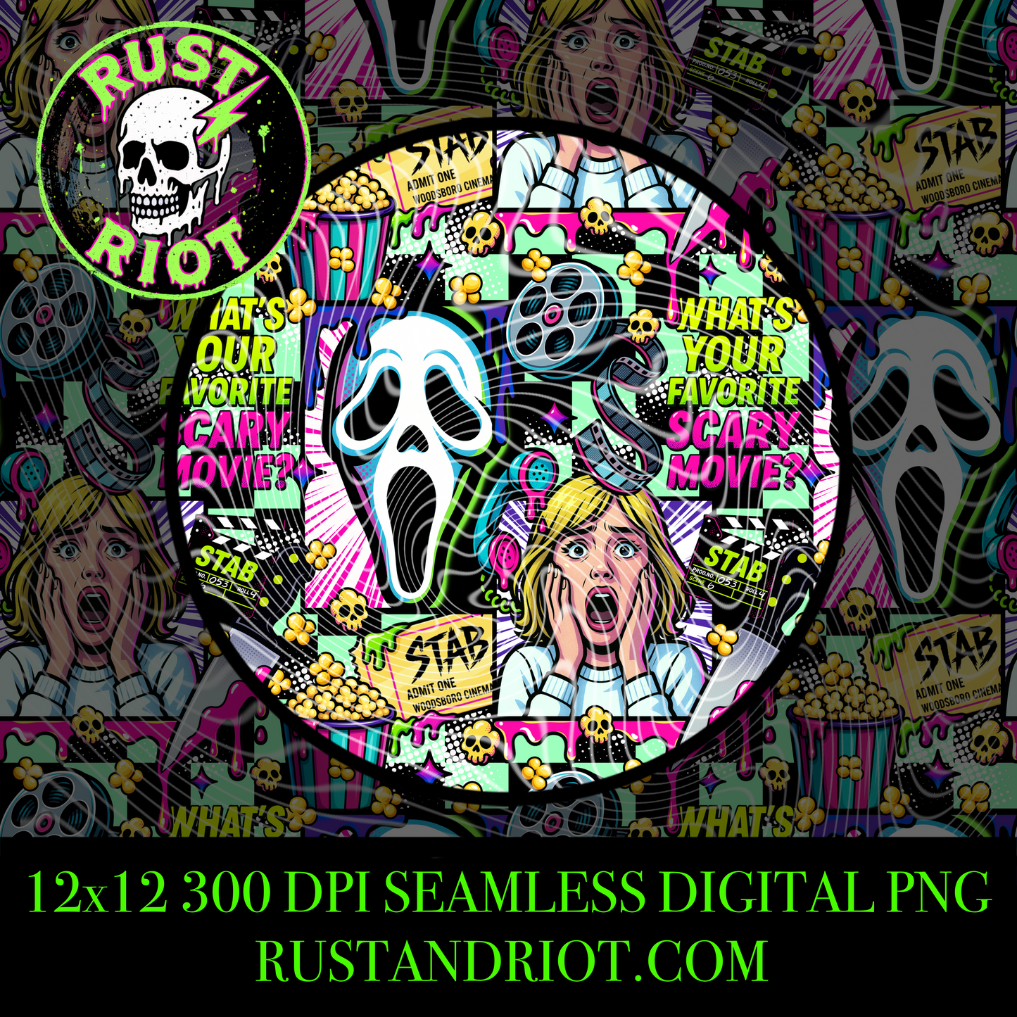 Now Screaming Seamless Pattern | Horror Comic Design | Digital Download PNG for Sublimation & Fabric Printing
