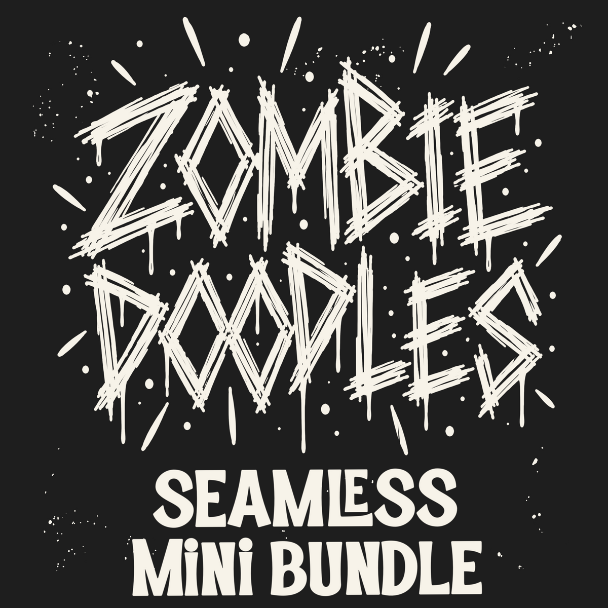 Zombie Doodles 4PK | Rock Horror Seamless Pattern Bundle | PNG Digital Download