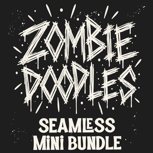 Zombie Doodles 4PK | Rock Horror Seamless Pattern Bundle | PNG Digital Download