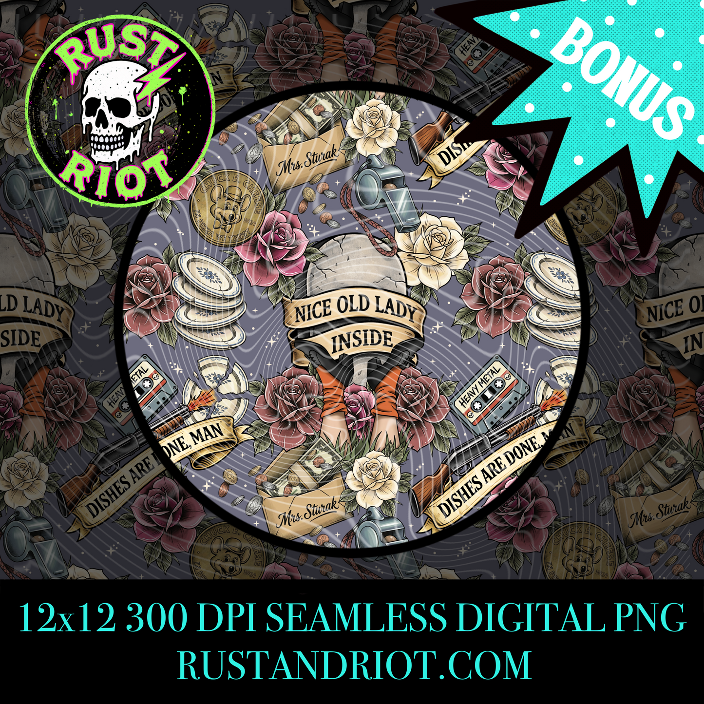 Petty Cash | Dark Comedy Cult Classic Seamless Pattern | PNG Digital Download