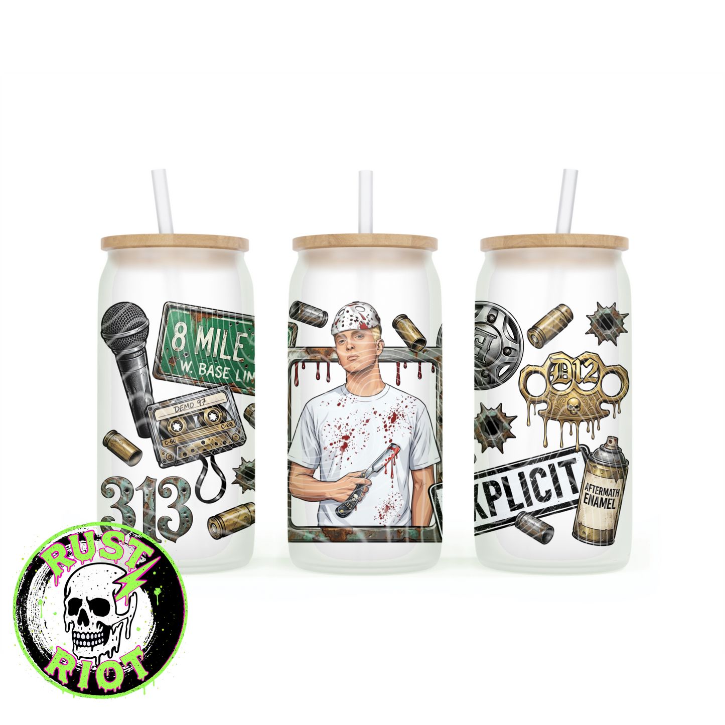 Detroit’s Most Wanted – Side A | Gritty Comic Graphic | 16oz Glass Can Wrap PNG Digital Download