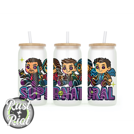 Demon-Slayin’ Plush Glass Can Wrap – Cute Paranormal Crew PNG