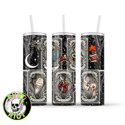 Sacred & Serpentine | Dark Neo Trad Tarot | 20oz Skinny Tumbler Wrap PNG Digital Download