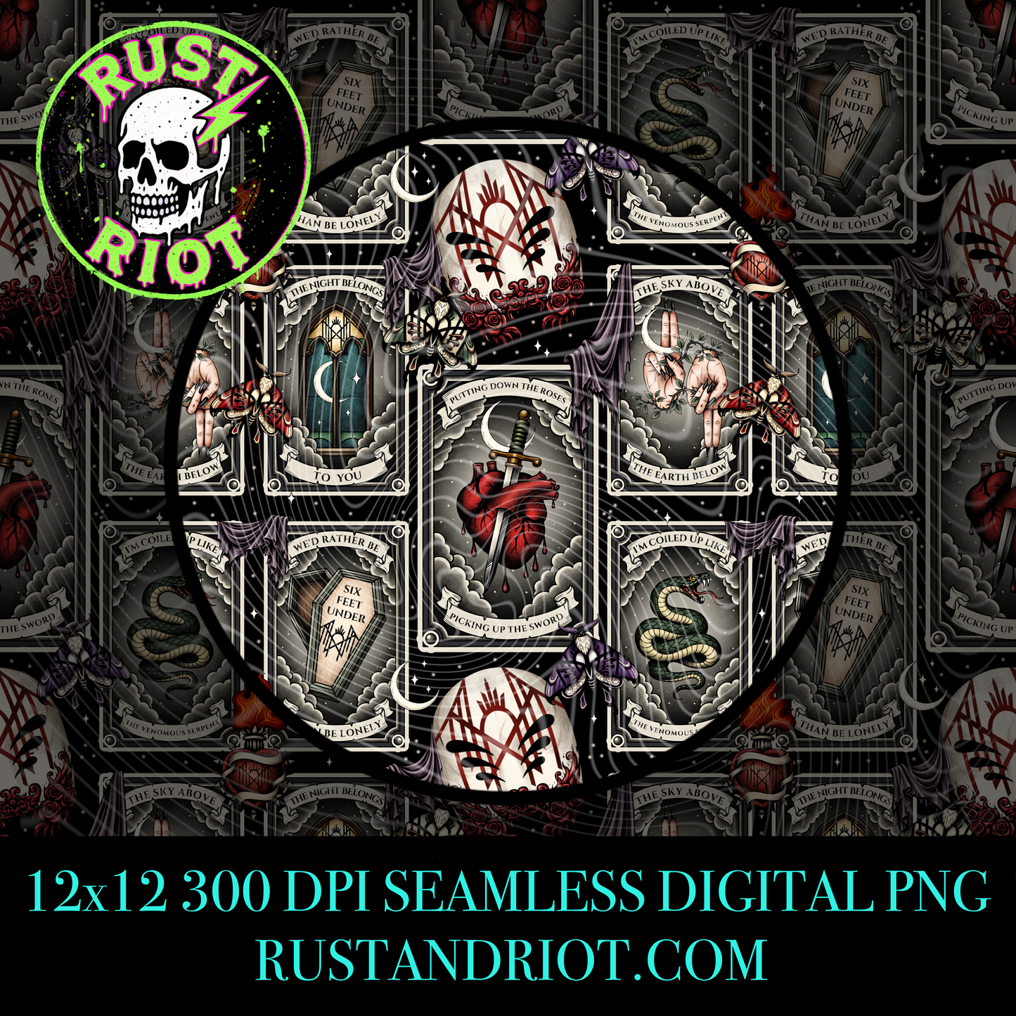Sacred & Serpentine Everything Bundle | Dark Neo Trad Tarot Graphic Set | PNG Digital Download