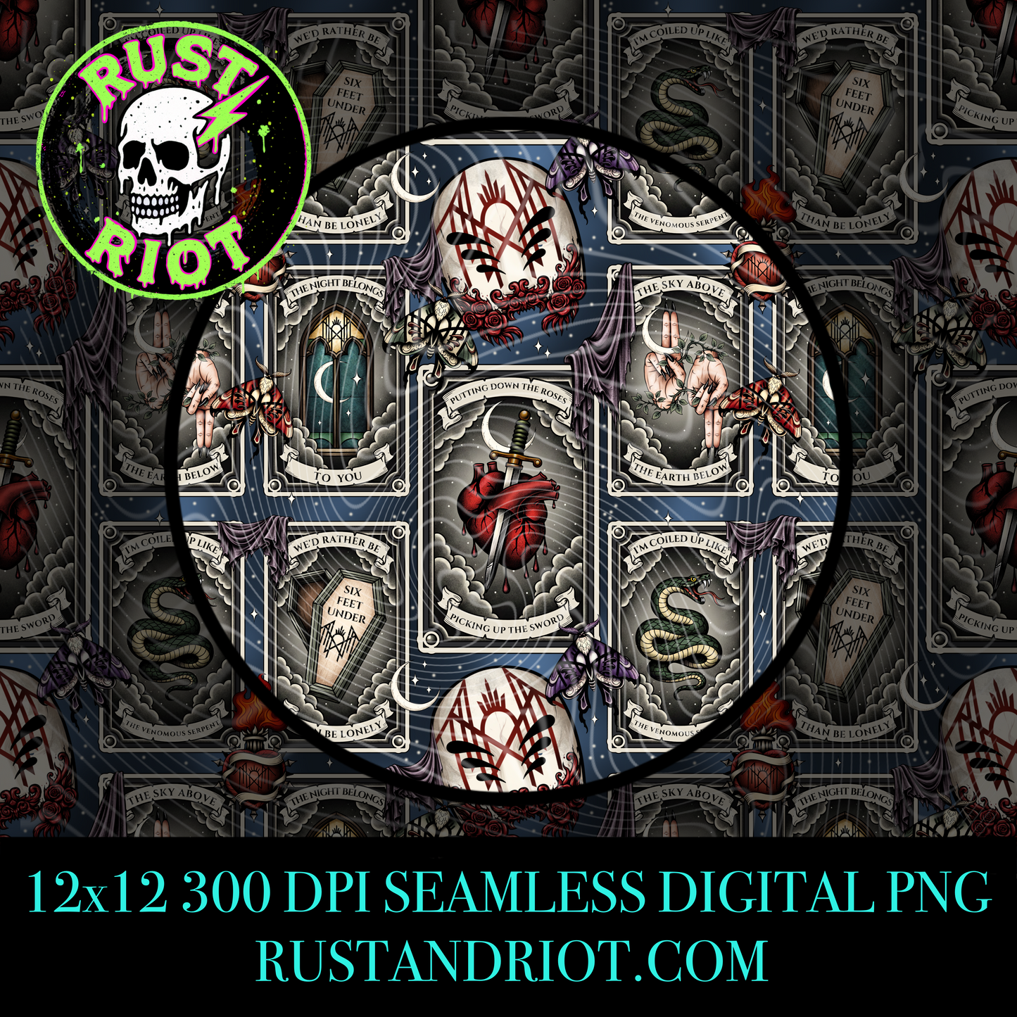 Sacred & Serpentine Everything Bundle | Dark Neo Trad Tarot Graphic Set | PNG Digital Download