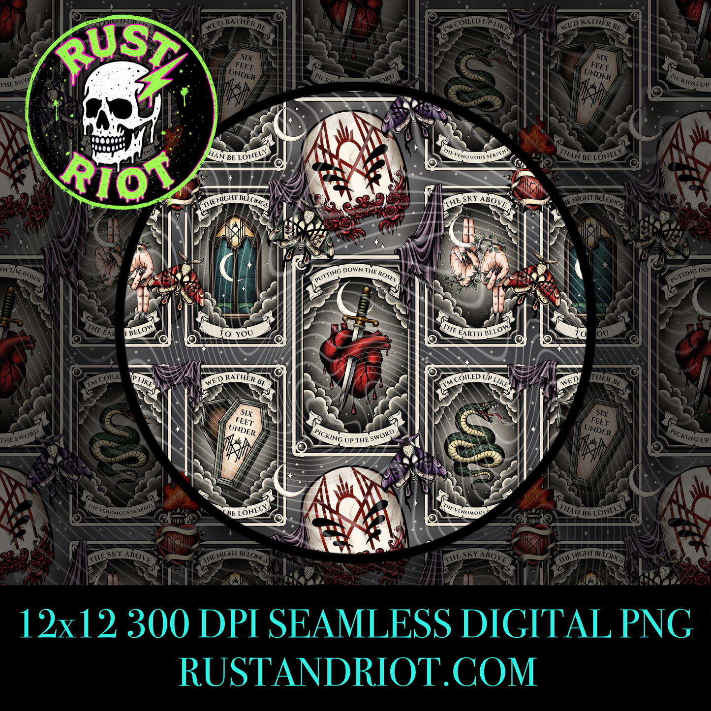 Sacred & Serpentine Everything Bundle | Dark Neo Trad Tarot Graphic Set | PNG Digital Download