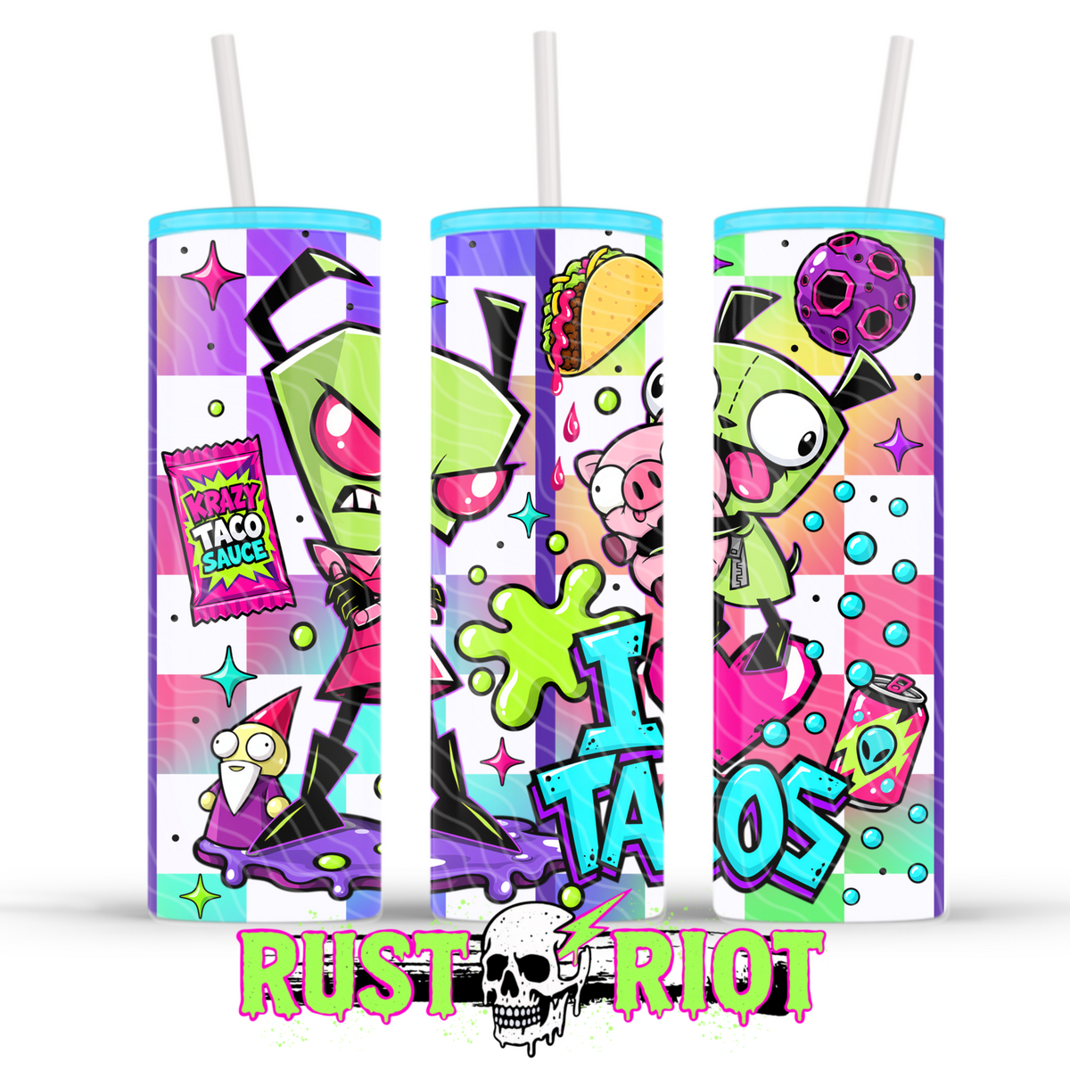 Earth Problems Tumbler Wrap | Neon Alien Sci Fi | PNG Digital Download