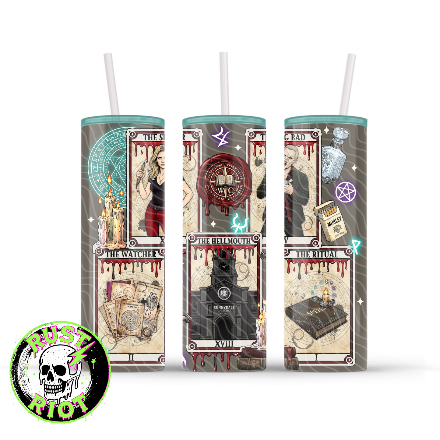 Slayer Arcana  | Gothic Tarot Graphic | 20oz Skinny Tumbler Wrap PNG Digital Download