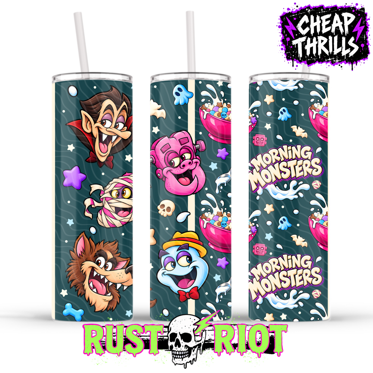 Morning Monsters | Retro Monster Cereal Collection | PNG Digital Download