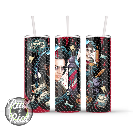 Grindhouse Gourmet Tumbler Wrap – The Barber & The Butcher Horror PNG (20oz Skinny)